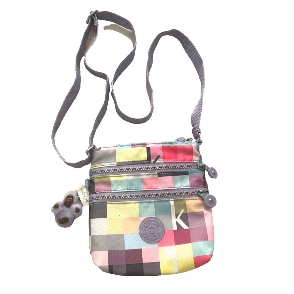 Kipling Pastel Color Block Squares Crossbody Bag;‎ 3 compartments; Adjustable